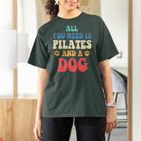 Funny Pilates Dog Lover T Shirt For Women Retro All You Need Is Pilates And A Dog