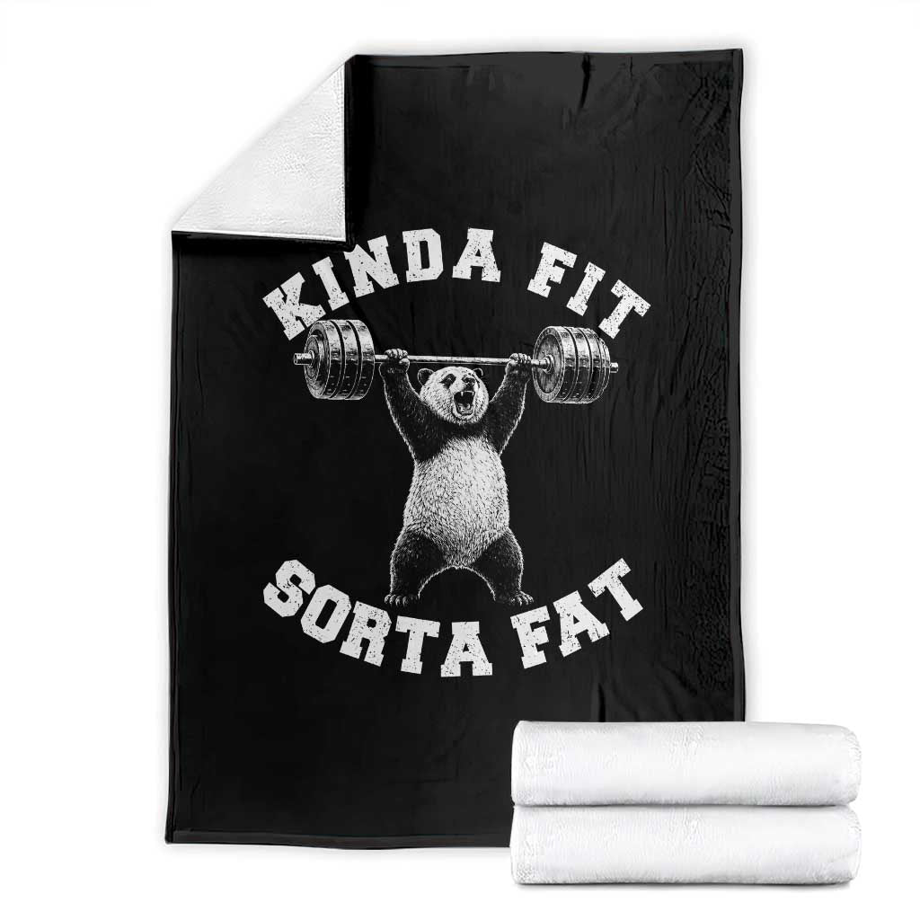 Funny Gym Throw Blanket Kinda Fit Sorta Fat Panda Weightlifting Workout