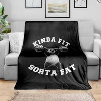 Funny Gym Throw Blanket Kinda Fit Sorta Fat Panda Weightlifting Workout