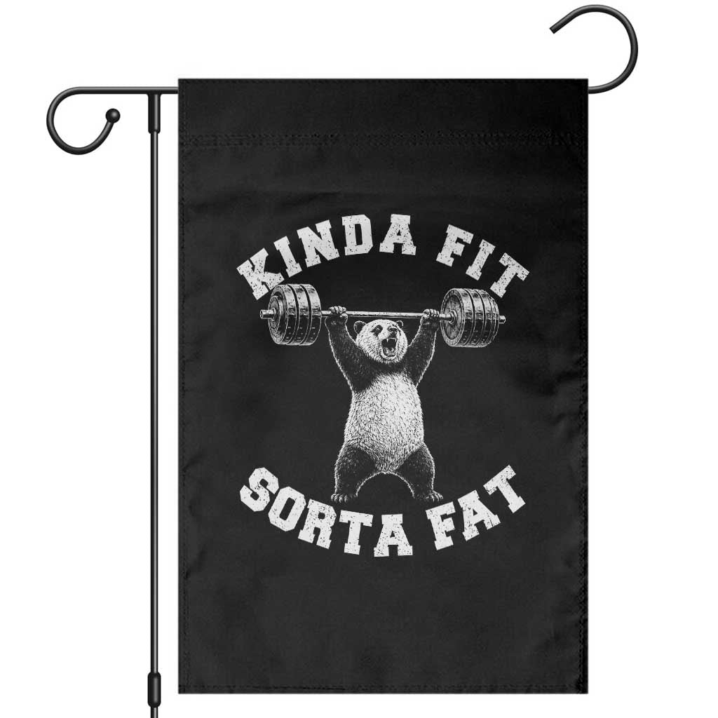 Funny Gym Garden Flag Kinda Fit Sorta Fat Panda Weightlifting Workout