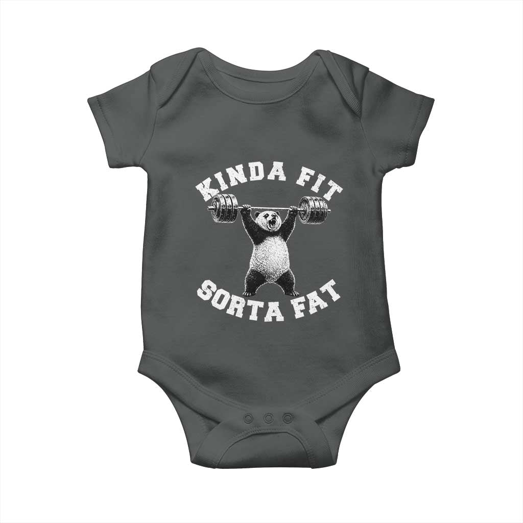 Funny Gym Baby Onesie Kinda Fit Sorta Fat Panda Weightlifting Workout