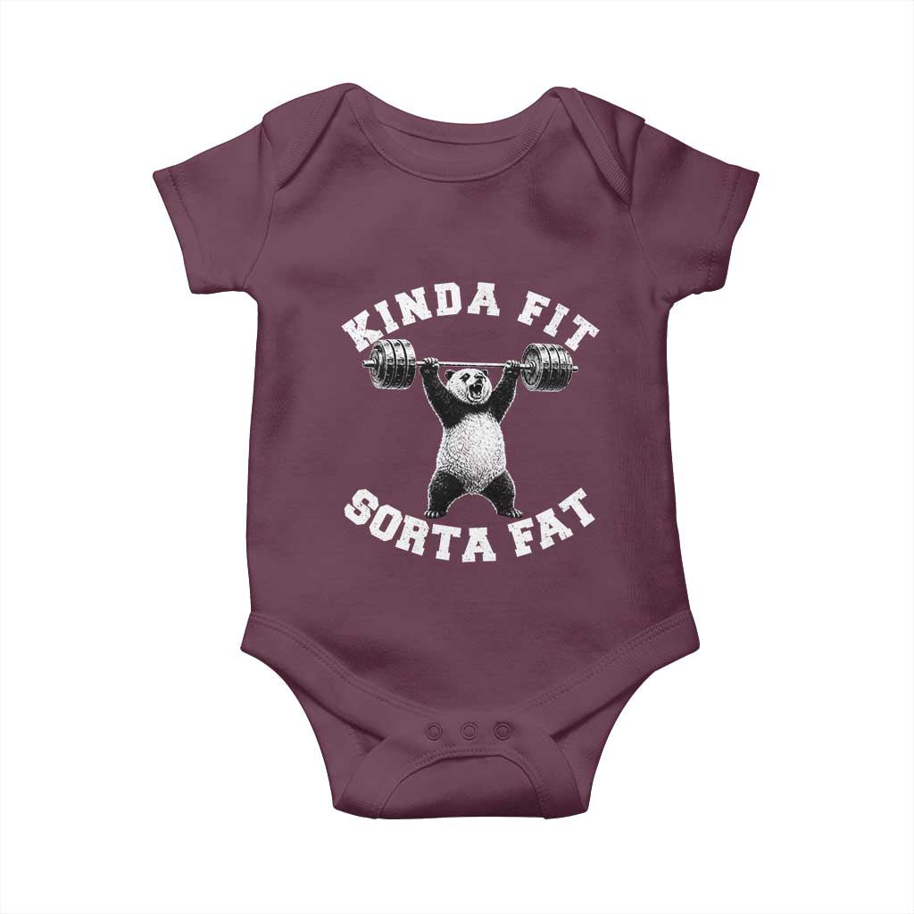 Funny Gym Baby Onesie Kinda Fit Sorta Fat Panda Weightlifting Workout