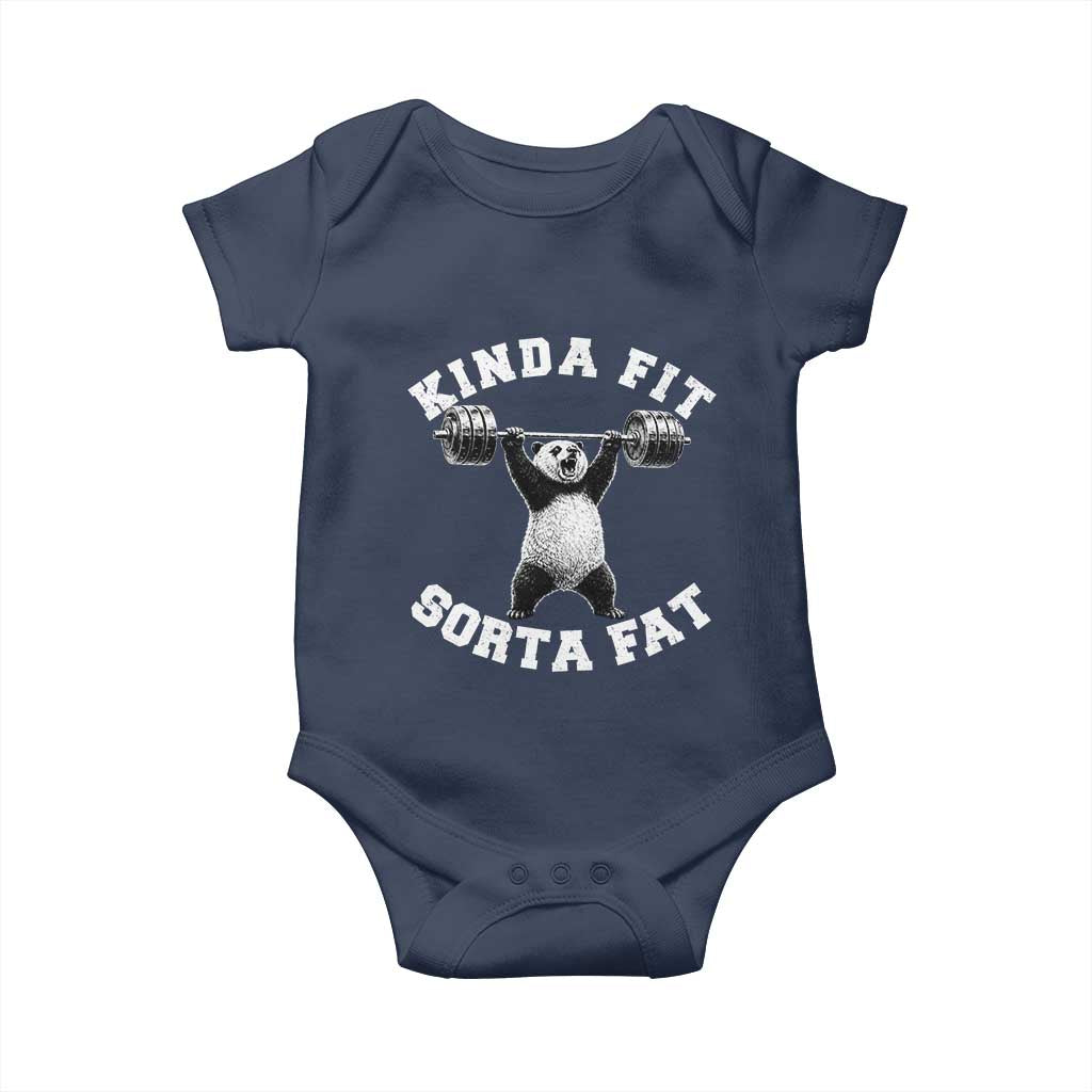 Funny Gym Baby Onesie Kinda Fit Sorta Fat Panda Weightlifting Workout