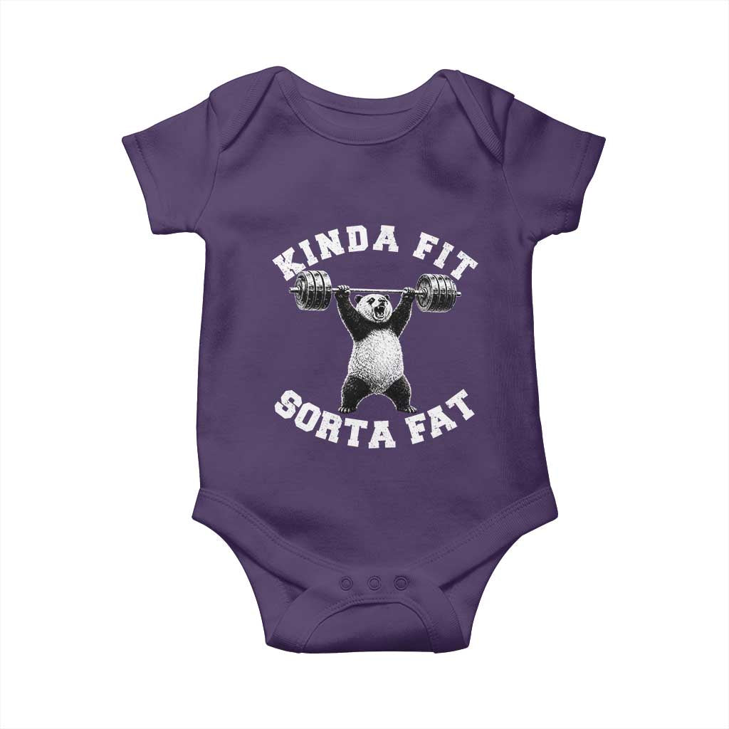 Funny Gym Baby Onesie Kinda Fit Sorta Fat Panda Weightlifting Workout