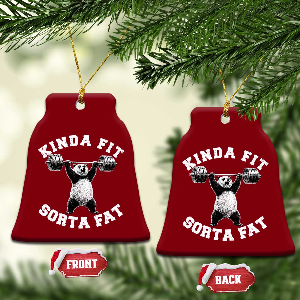 Funny Gym Ceramic Ornament Kinda Fit Sorta Fat Panda Weightlifting Workout