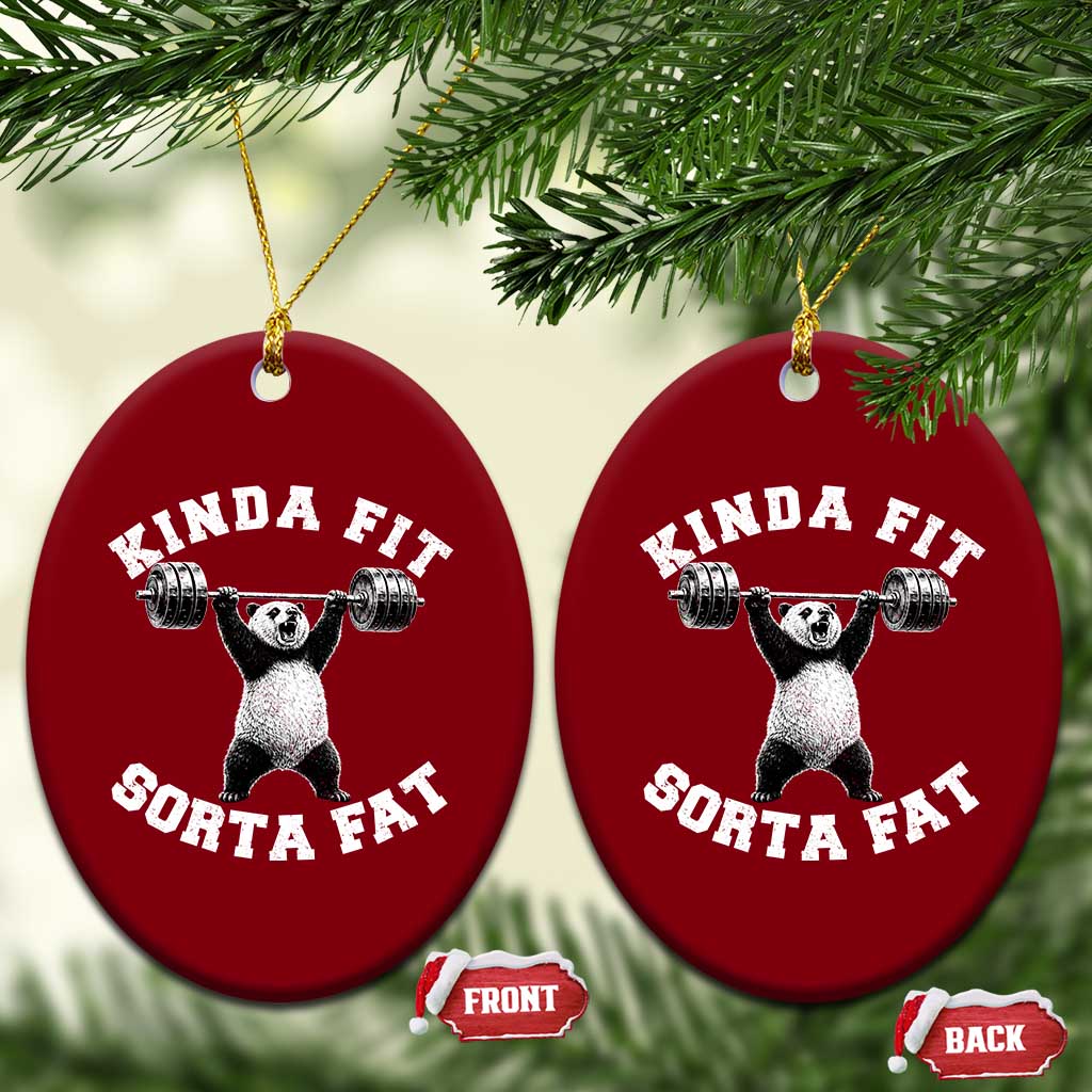 Funny Gym Ceramic Ornament Kinda Fit Sorta Fat Panda Weightlifting Workout