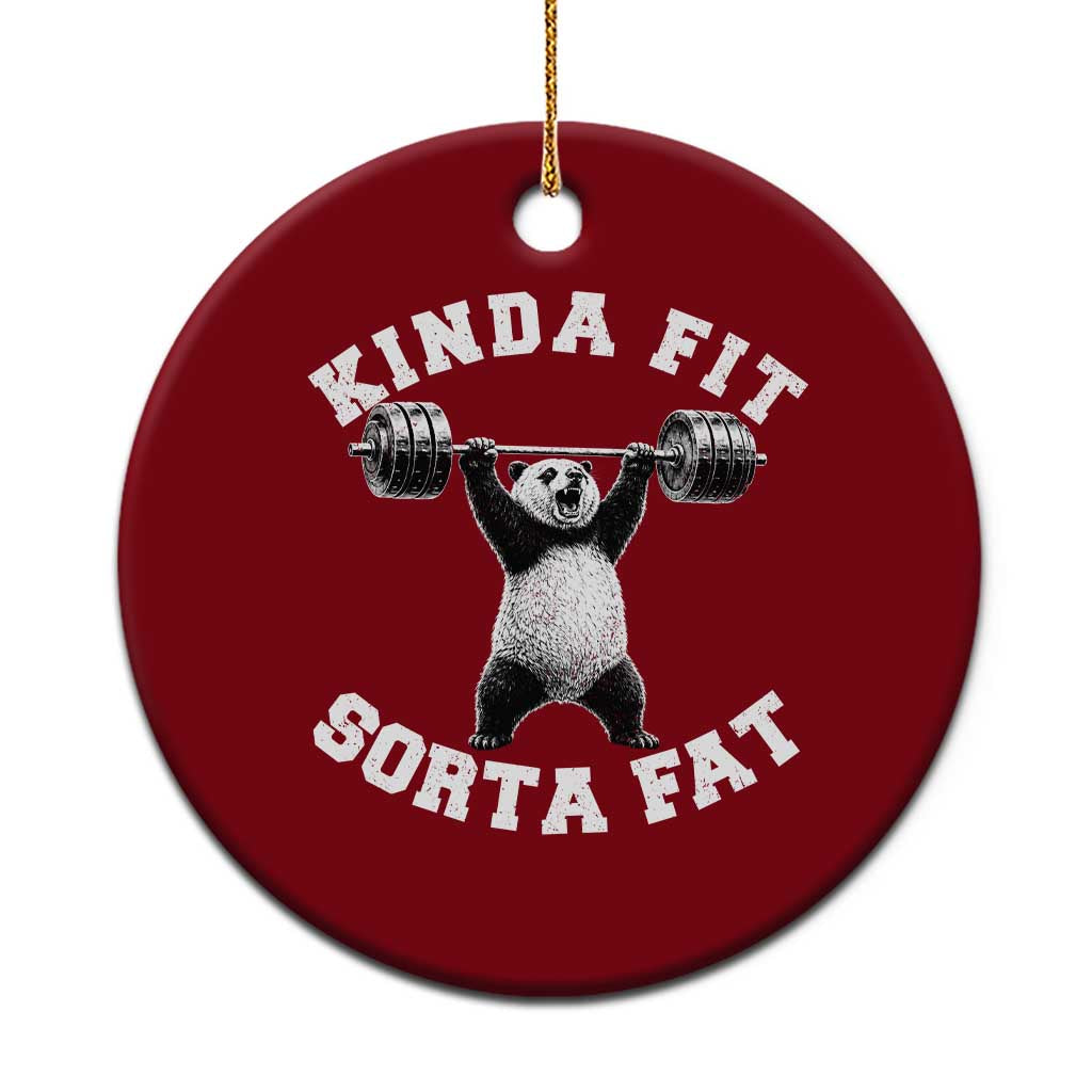 Funny Gym Ceramic Ornament Kinda Fit Sorta Fat Panda Weightlifting Workout