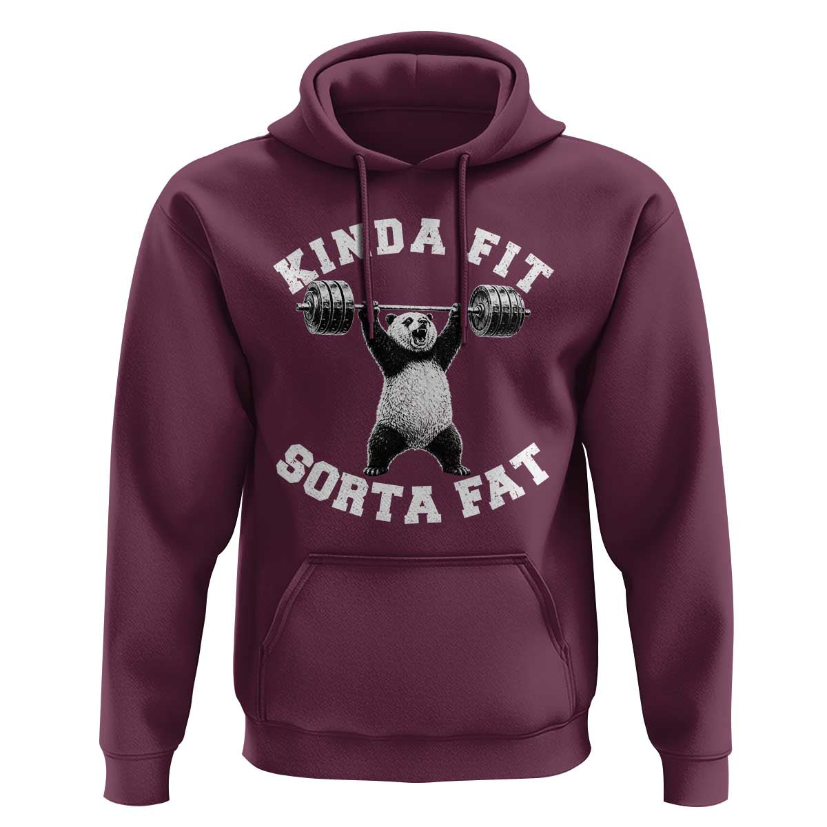 Funny Gym Hoodie Kinda Fit Sorta Fat Panda Weightlifting Workout