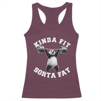 Funny Gym Racerback Tank Top Kinda Fit Sorta Fat Panda Weightlifting Workout