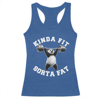 Funny Gym Racerback Tank Top Kinda Fit Sorta Fat Panda Weightlifting Workout