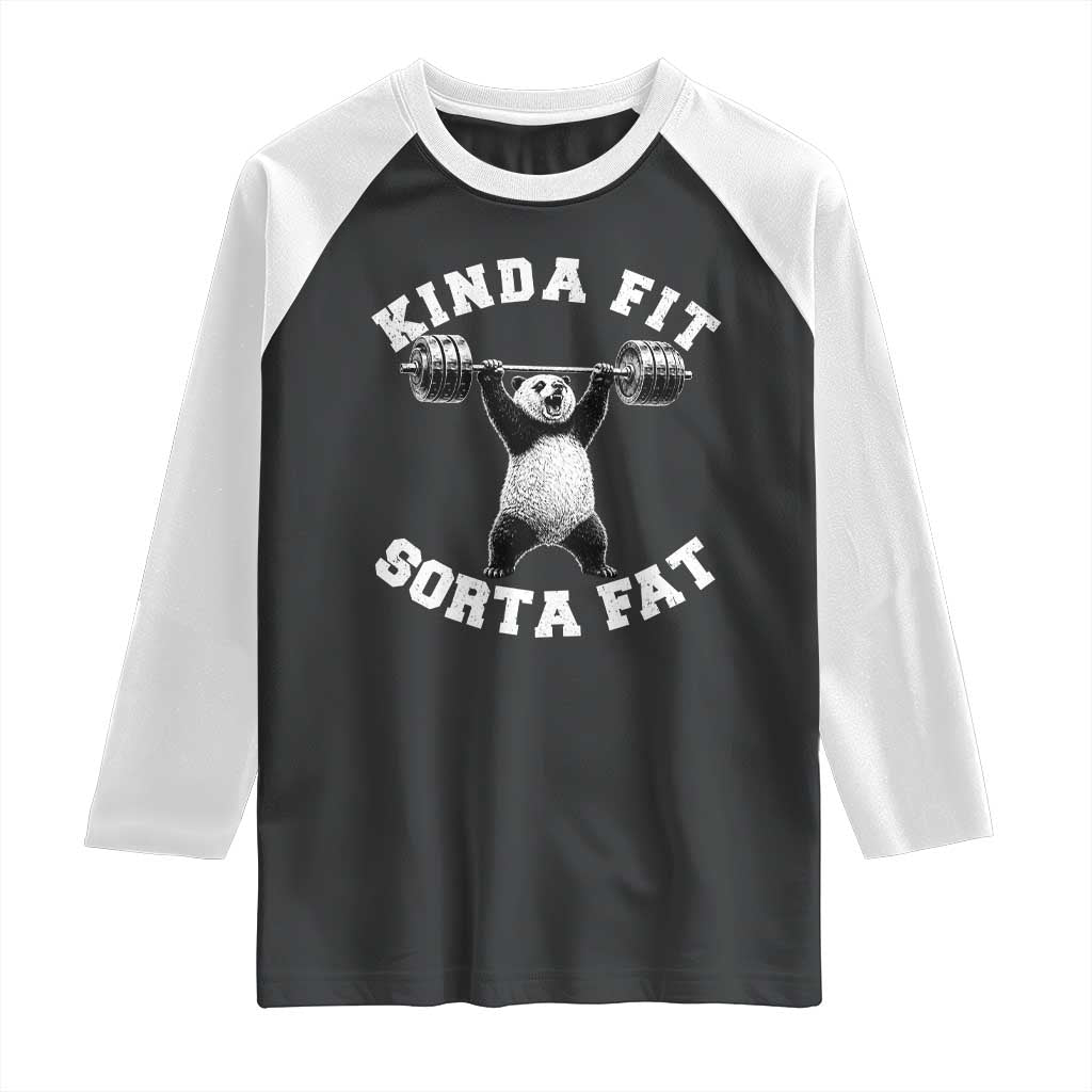 Funny Gym Raglan Shirt Kinda Fit Sorta Fat Panda Weightlifting Workout