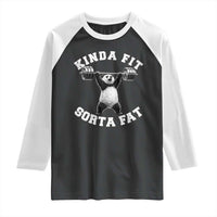 Funny Gym Raglan Shirt Kinda Fit Sorta Fat Panda Weightlifting Workout