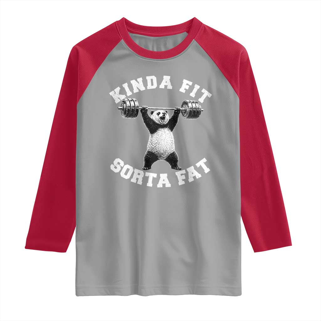 Funny Gym Raglan Shirt Kinda Fit Sorta Fat Panda Weightlifting Workout
