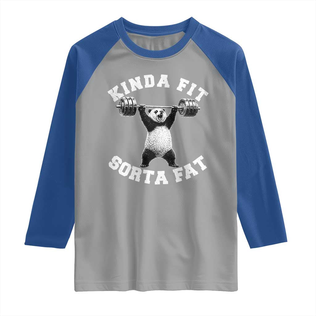 Funny Gym Raglan Shirt Kinda Fit Sorta Fat Panda Weightlifting Workout