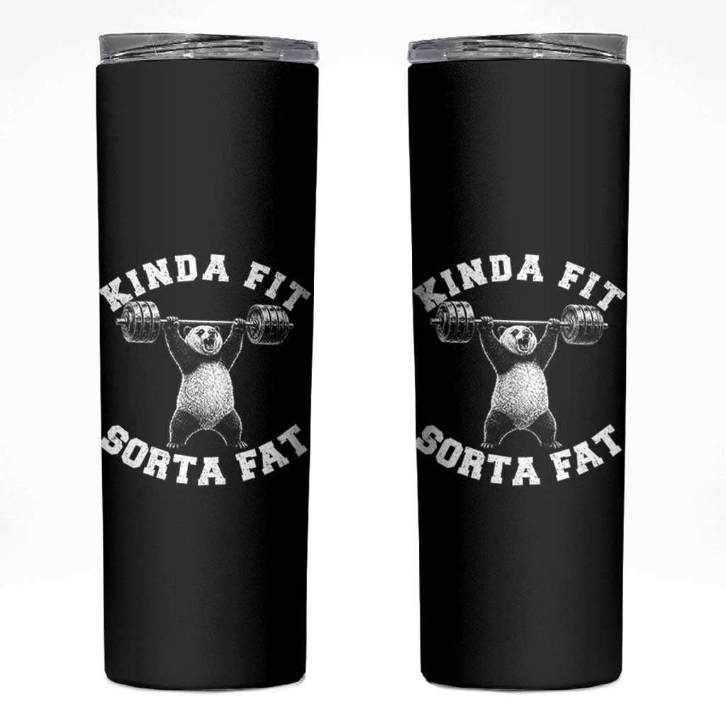 Funny Gym Skinny Tumbler Kinda Fit Sorta Fat Panda Weightlifting Workout