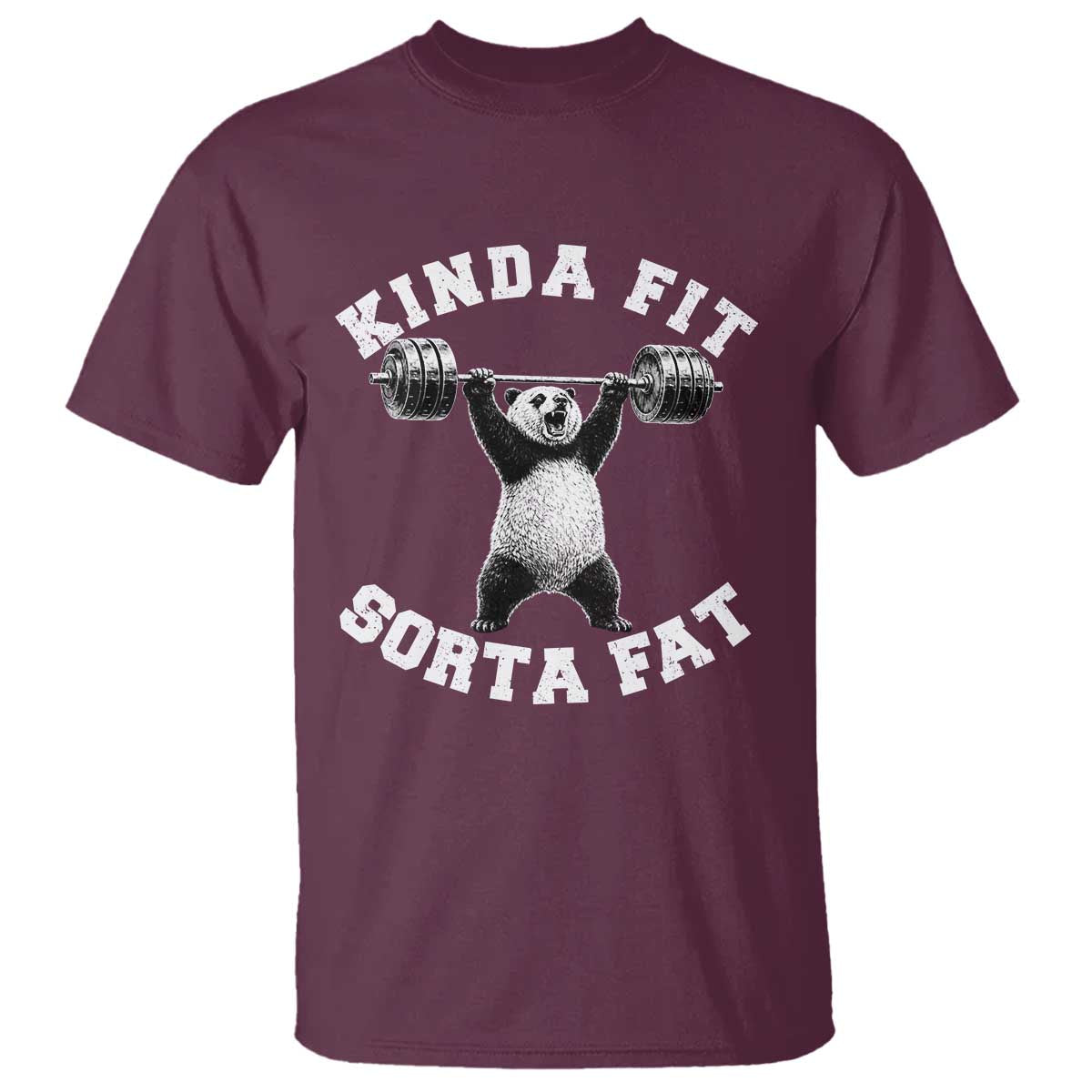 Funny Gym T Shirt Kinda Fit Sorta Fat Panda Weightlifting Workout