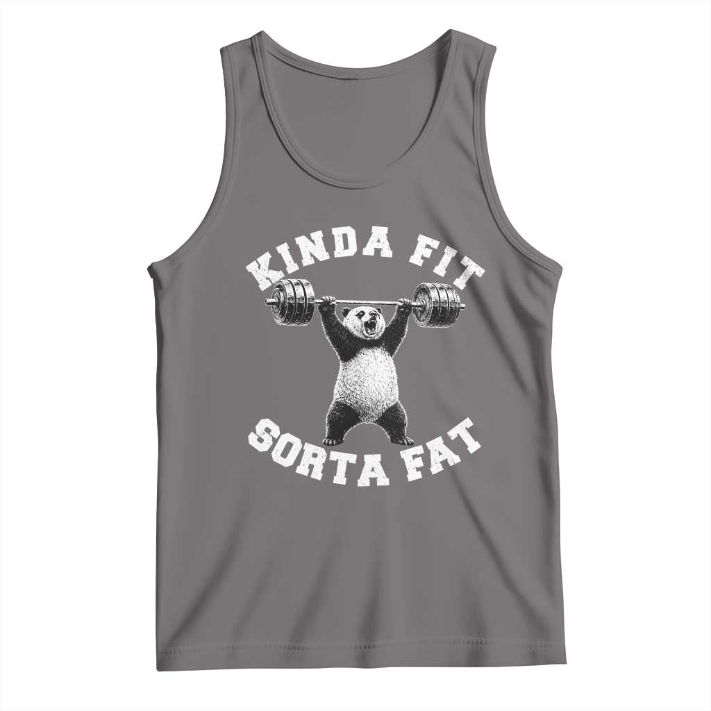 Funny Gym Tank Top Kinda Fit Sorta Fat Panda Weightlifting Workout