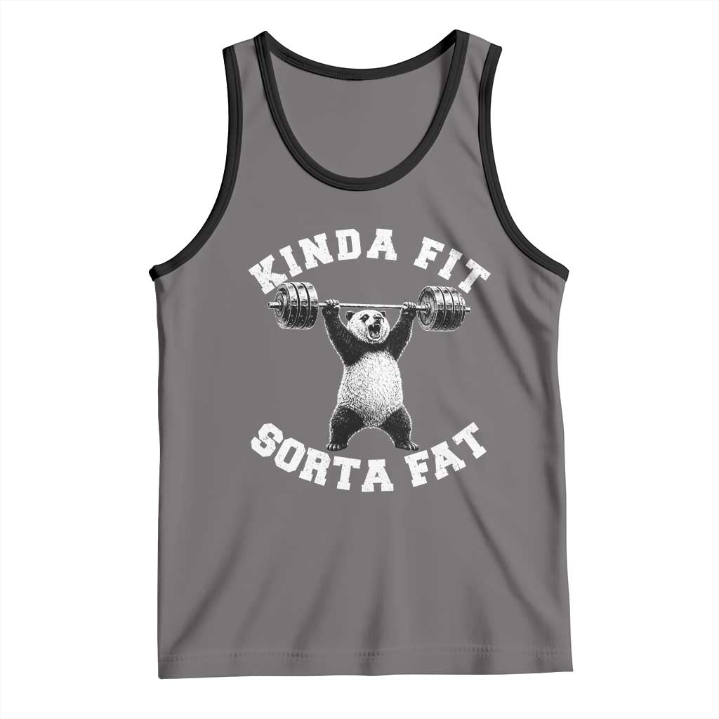Funny Gym Tank Top Kinda Fit Sorta Fat Panda Weightlifting Workout