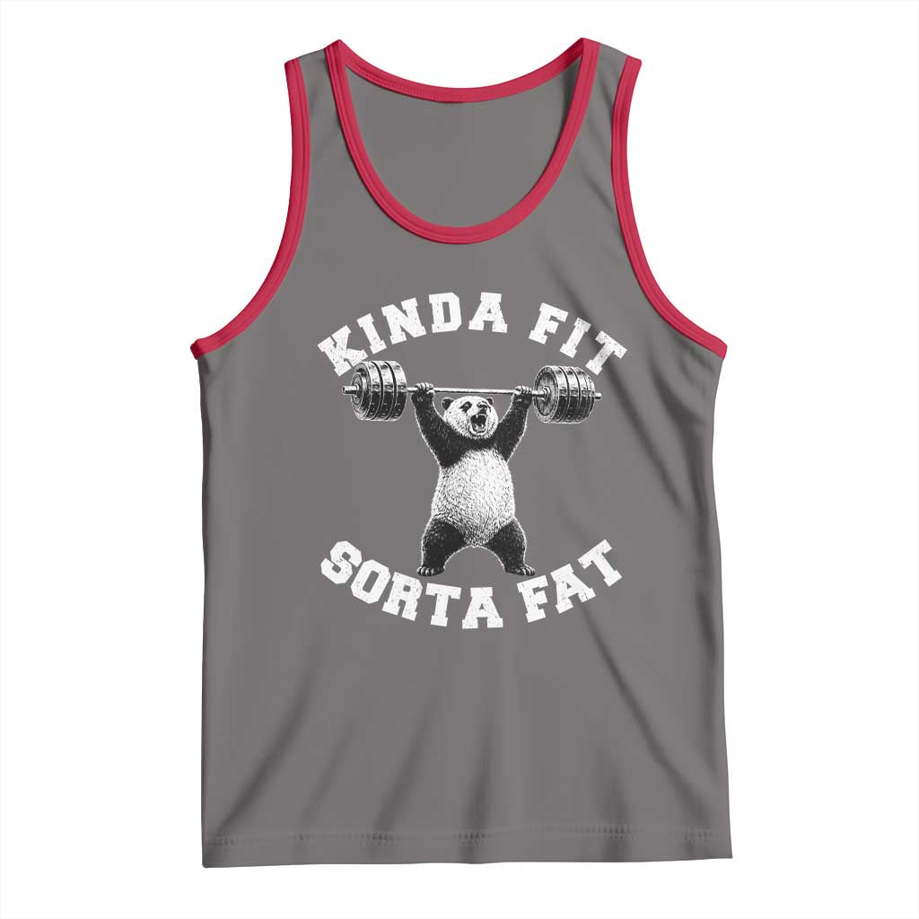 Funny Gym Tank Top Kinda Fit Sorta Fat Panda Weightlifting Workout