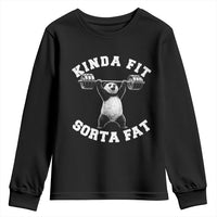 Funny Gym Youth Sweatshirt Kinda Fit Sorta Fat Panda Weightlifting Workout