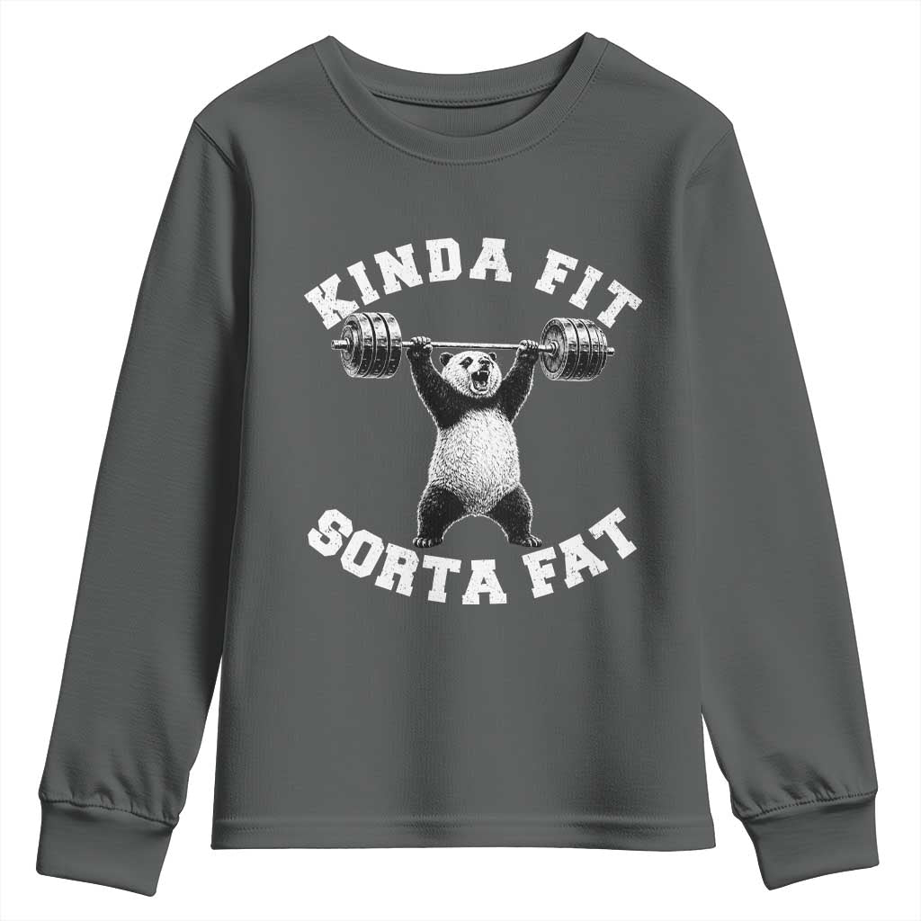 Funny Gym Youth Sweatshirt Kinda Fit Sorta Fat Panda Weightlifting Workout