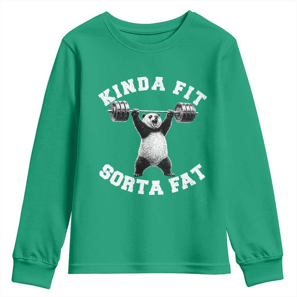 Funny Gym Youth Sweatshirt Kinda Fit Sorta Fat Panda Weightlifting Workout