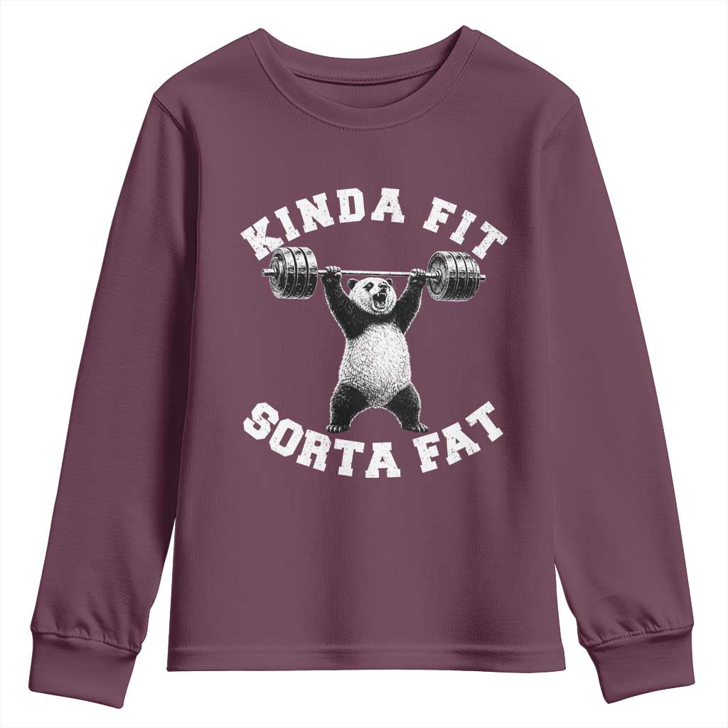 Funny Gym Youth Sweatshirt Kinda Fit Sorta Fat Panda Weightlifting Workout