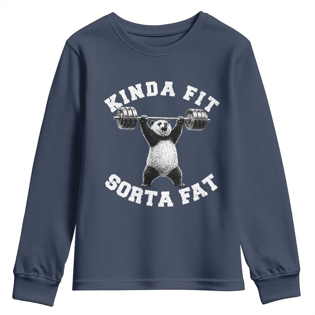 Funny Gym Youth Sweatshirt Kinda Fit Sorta Fat Panda Weightlifting Workout