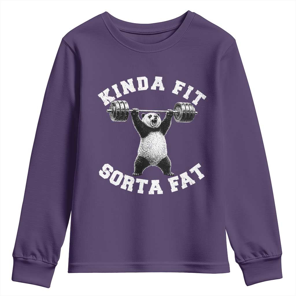 Funny Gym Youth Sweatshirt Kinda Fit Sorta Fat Panda Weightlifting Workout
