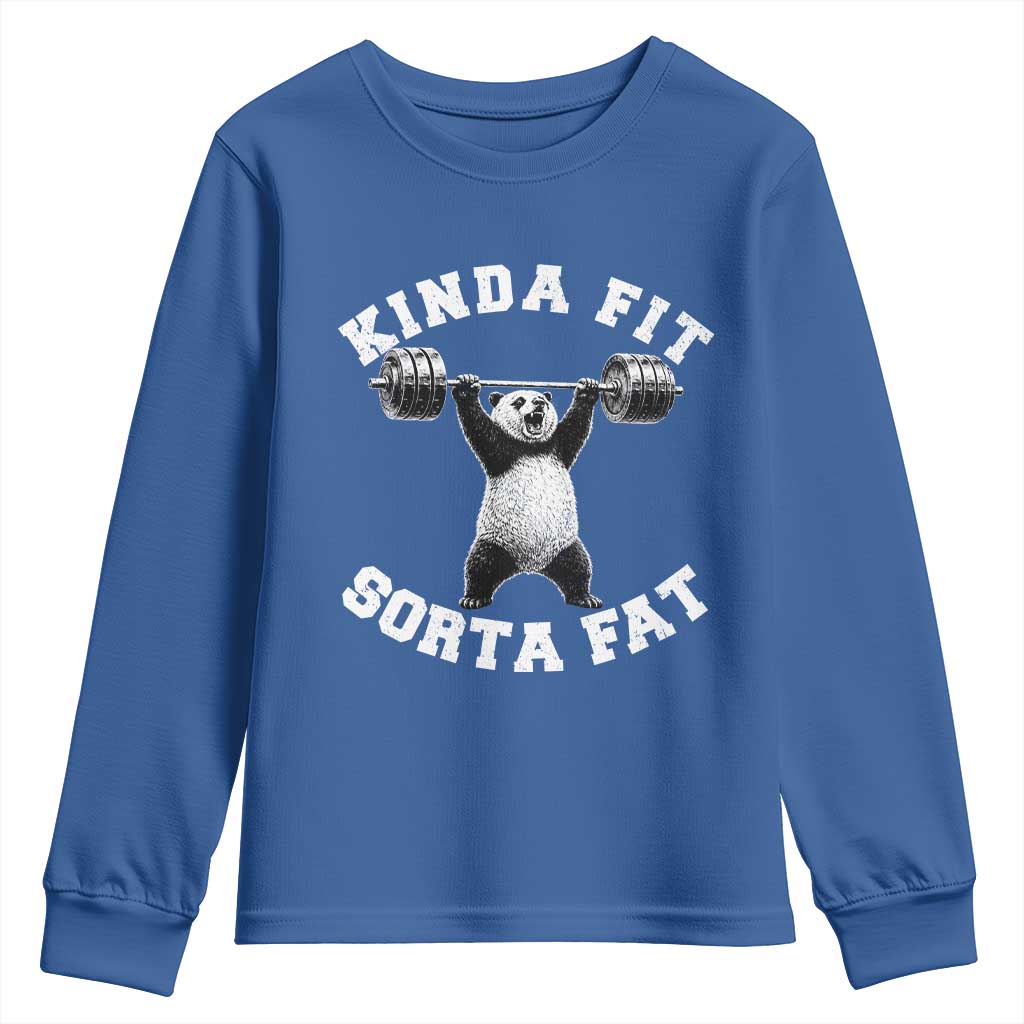 Funny Gym Youth Sweatshirt Kinda Fit Sorta Fat Panda Weightlifting Workout