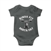 Funny Gym Baby Onesie Kinda Fit Sorta Fat Bear Weightlifting Workout