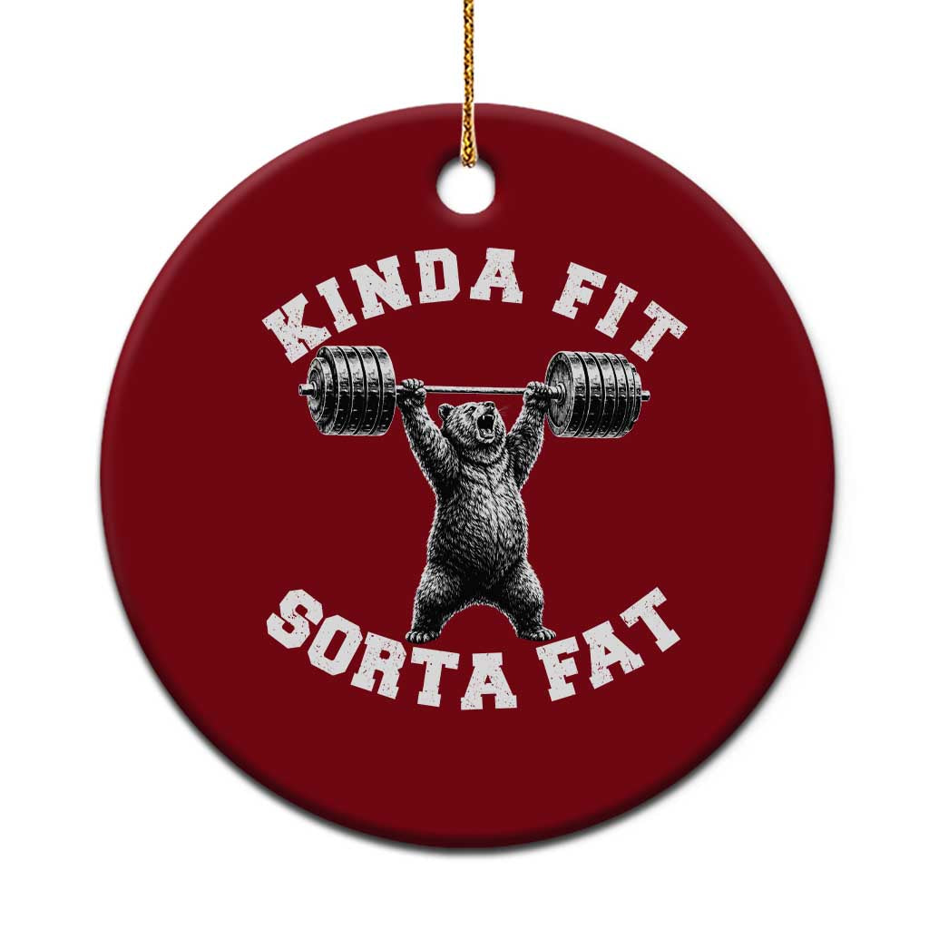 Funny Gym Ceramic Ornament Kinda Fit Sorta Fat Bear Weightlifting Workout