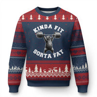 Funny Gym Ugly Christmas Sweater Kinda Fit Sorta Fat Bear Weightlifting Workout