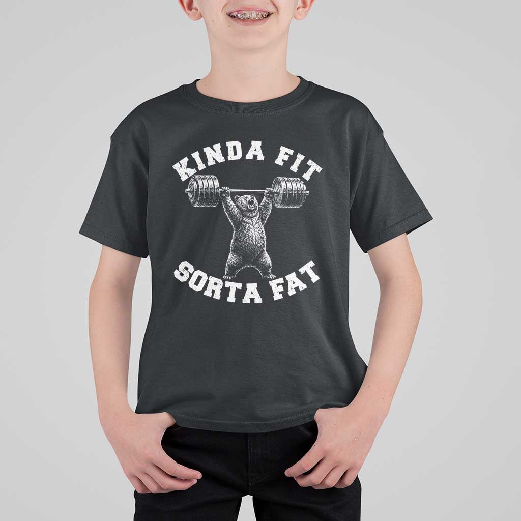 Funny Gym T Shirt For Kid Kinda Fit Sorta Fat Bear Weightlifting Workout