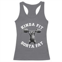 Funny Gym Racerback Tank Top Kinda Fit Sorta Fat Bear Weightlifting Workout
