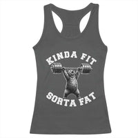 Funny Gym Racerback Tank Top Kinda Fit Sorta Fat Bear Weightlifting Workout