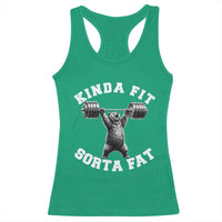 Funny Gym Racerback Tank Top Kinda Fit Sorta Fat Bear Weightlifting Workout