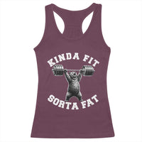 Funny Gym Racerback Tank Top Kinda Fit Sorta Fat Bear Weightlifting Workout