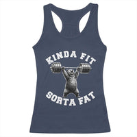 Funny Gym Racerback Tank Top Kinda Fit Sorta Fat Bear Weightlifting Workout