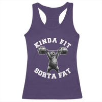 Funny Gym Racerback Tank Top Kinda Fit Sorta Fat Bear Weightlifting Workout