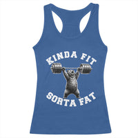 Funny Gym Racerback Tank Top Kinda Fit Sorta Fat Bear Weightlifting Workout