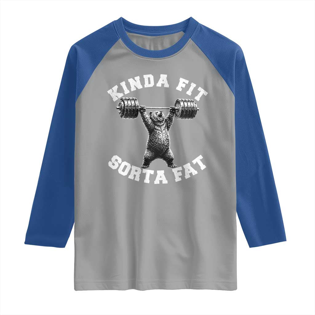 Funny Gym Raglan Shirt Kinda Fit Sorta Fat Bear Weightlifting Workout