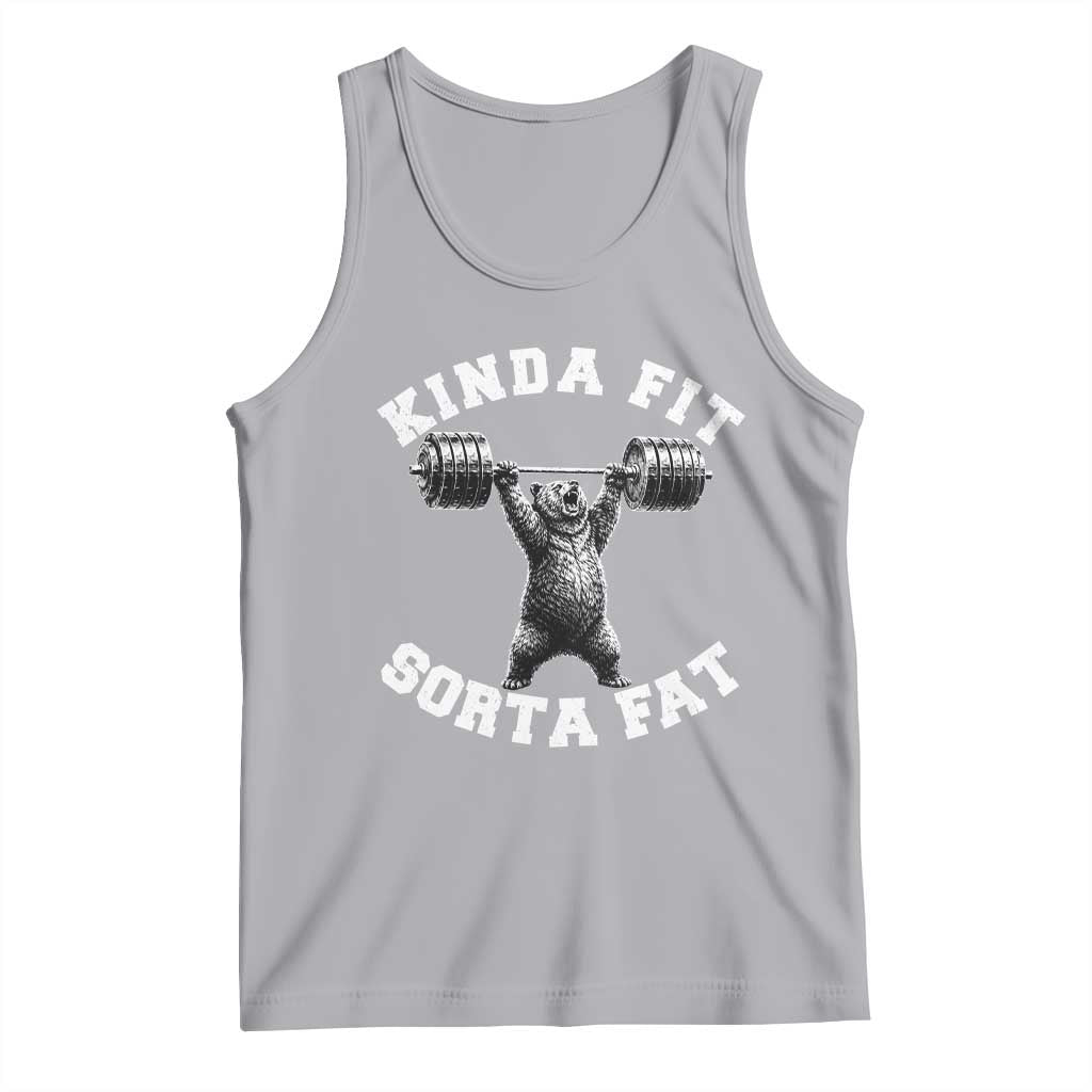 Funny Gym Tank Top Kinda Fit Sorta Fat Bear Weightlifting Workout