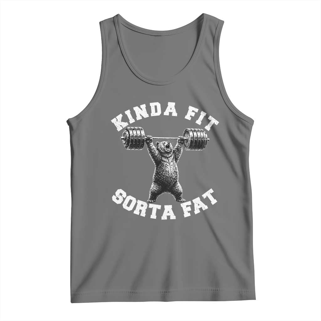 Funny Gym Tank Top Kinda Fit Sorta Fat Bear Weightlifting Workout