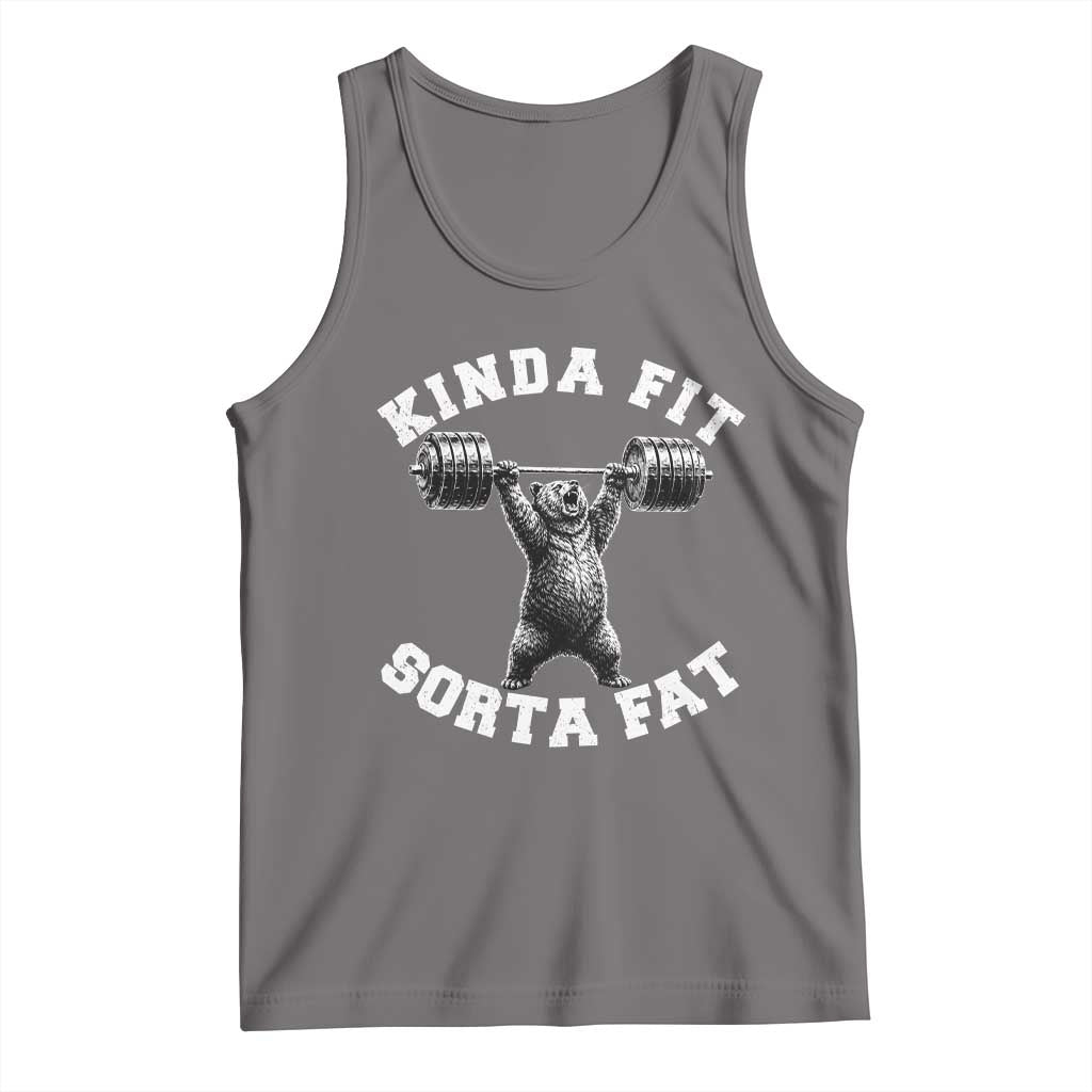 Funny Gym Tank Top Kinda Fit Sorta Fat Bear Weightlifting Workout