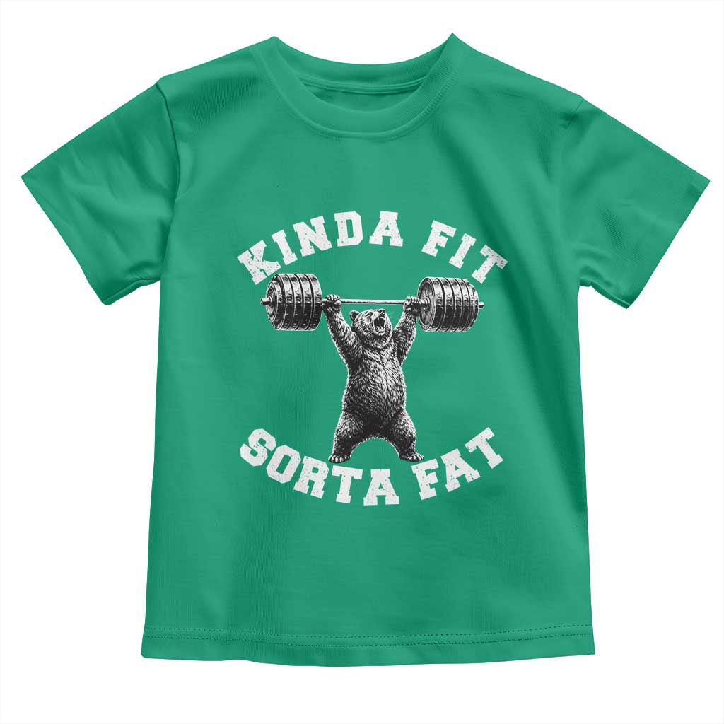 Funny Gym Toddler T Shirt Kinda Fit Sorta Fat Bear Weightlifting Workout