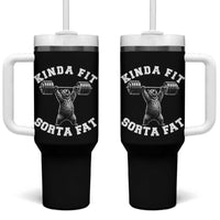 Funny Gym Tumbler With Handle Kinda Fit Sorta Fat Bear Weightlifting Workout