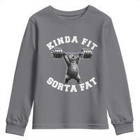 Funny Gym Youth Sweatshirt Kinda Fit Sorta Fat Bear Weightlifting Workout
