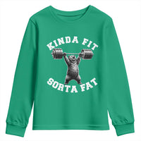 Funny Gym Youth Sweatshirt Kinda Fit Sorta Fat Bear Weightlifting Workout