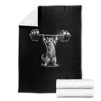 Funny Cat Gym Throw Blanket Weightlifting Workout